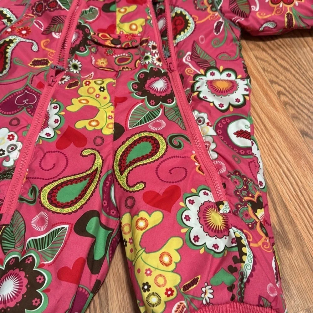 Hanna Andersson vintage Pink paisley Floral bunting snowsuit 6-12 m size 70
